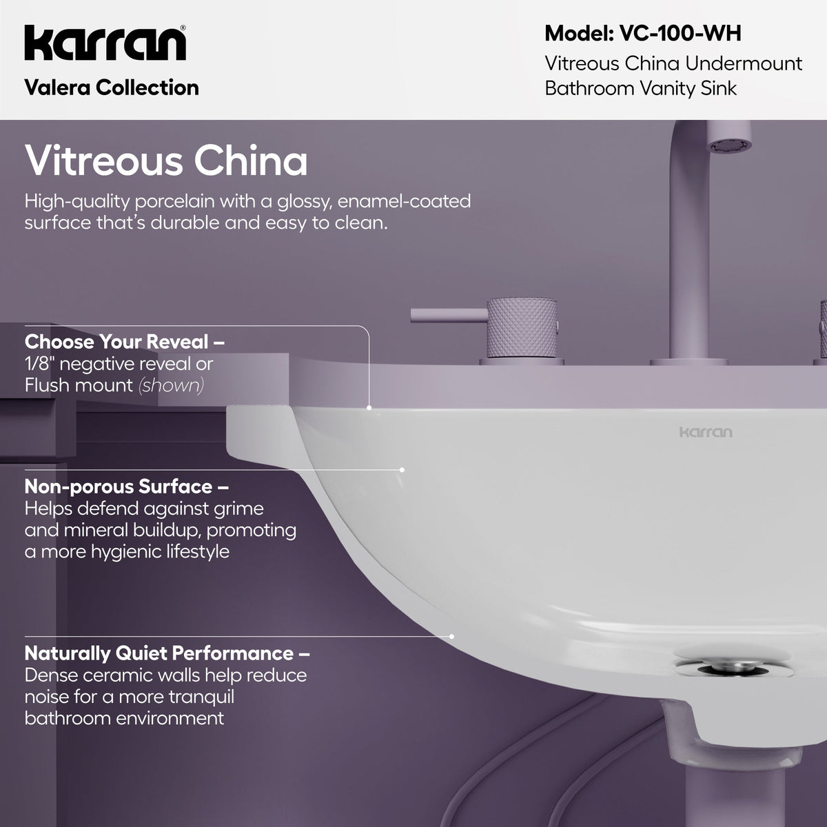 Valera 20" Oval Undermount Vitreous China Bathroom Sink In White