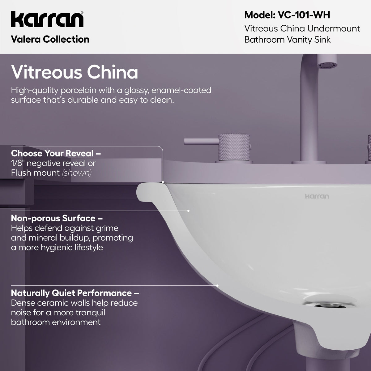 Valera 17" Oval Undermount Vitreous China Bathroom Sink In White