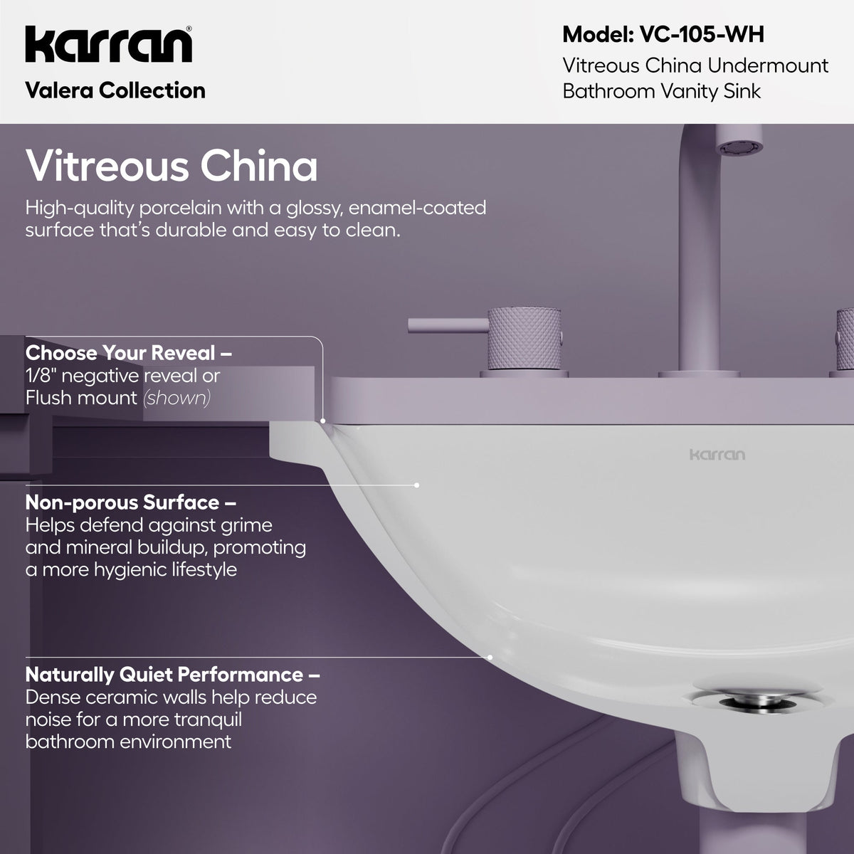 Valera 18" Rectangular Undermount Vitreous China Bathroom Sink In White