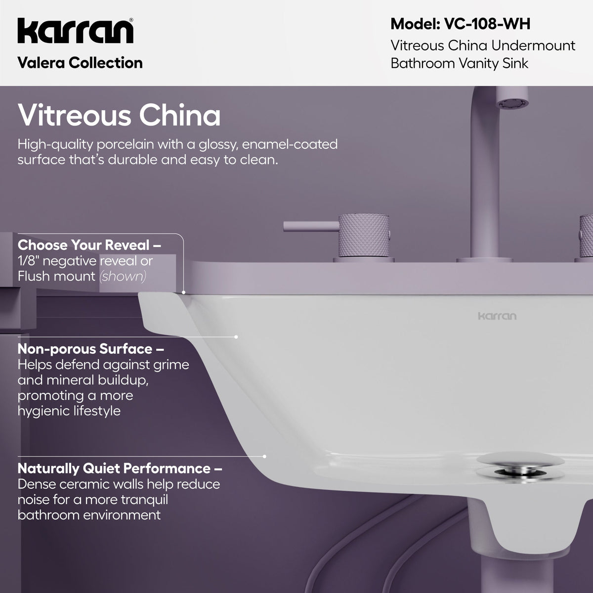 Valera 21" Rectangular Undermount Vitreous China Bathroom Sink In White