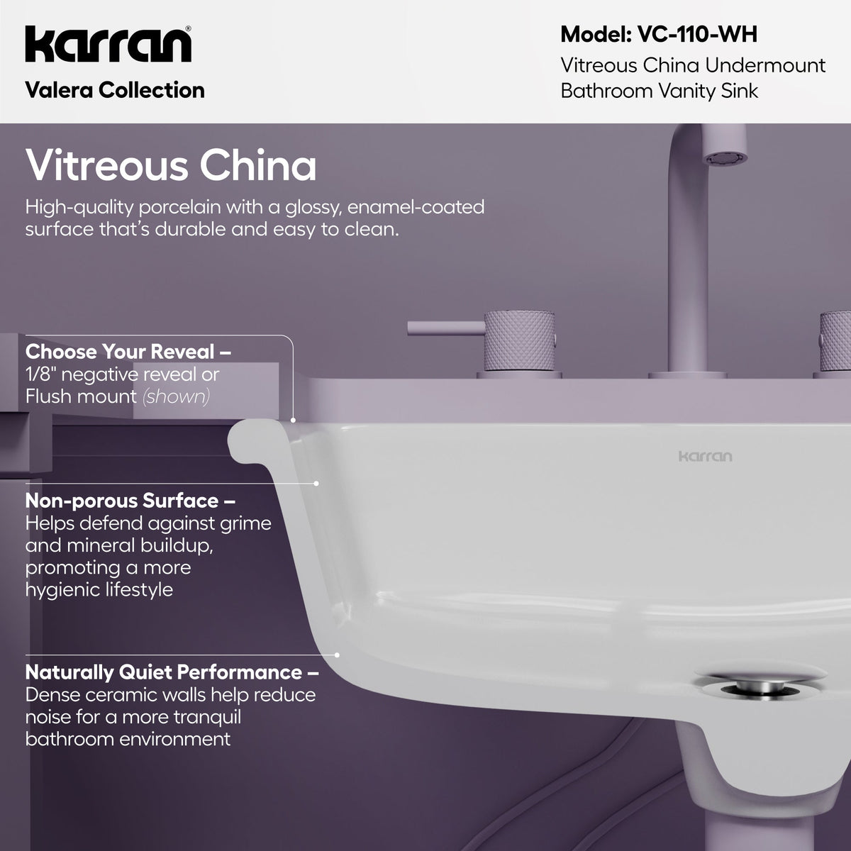 Valera 20" Rectangular Undermount Vitreous China Bathroom Sink In White