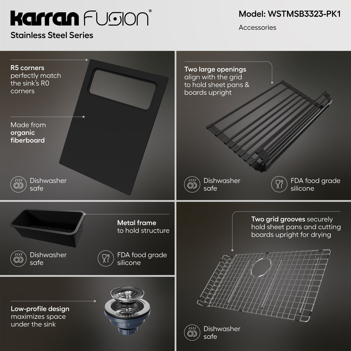 Fusion 33" Top Mount Workstation 18 Gauge Single Bowl Stainless Steel Sink with Accessories