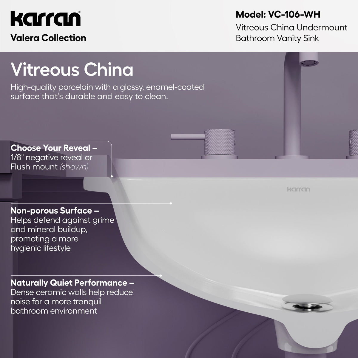 Valera 21" Rectangular Undermount Vitreous China Bathroom Sink In White