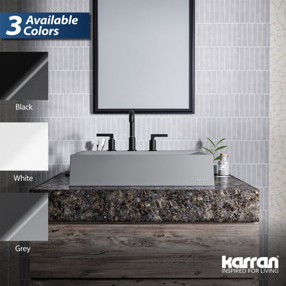 24-1/4" Vessel Quartz Composite Bathroom Sink In Grey
