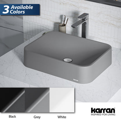 21-1/2" Vessel Quartz Composite Bathroom Sink In Grey