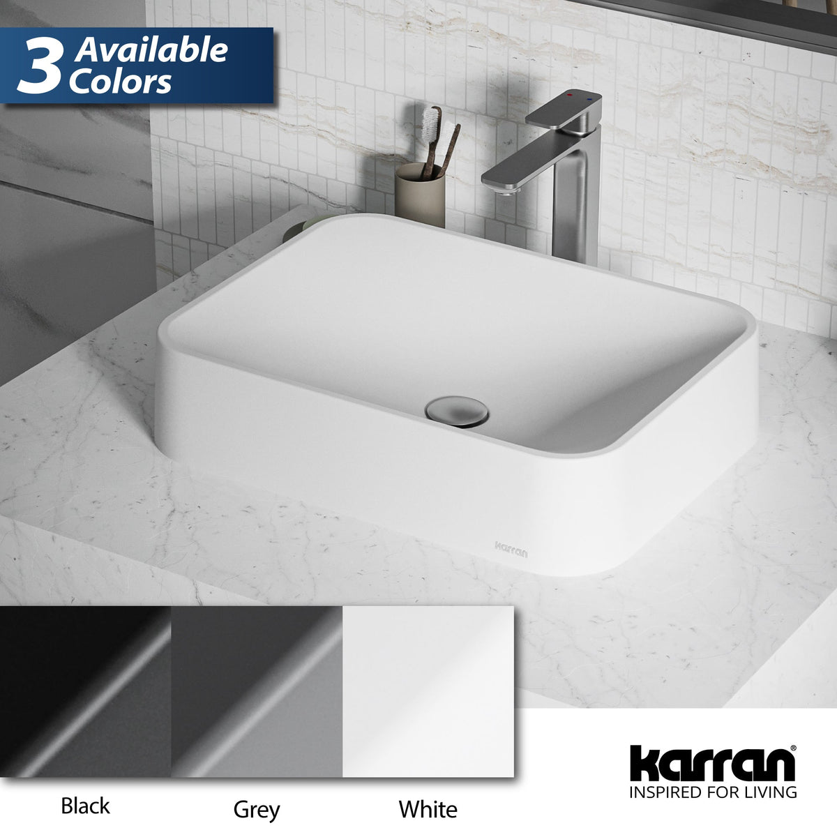 21-1/2" Vessel Quartz Composite Bathroom Sink In White