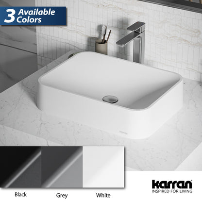 21-1/2" Vessel Quartz Composite Bathroom Sink In White