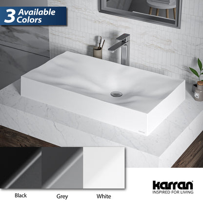 32-1/8" Vessel Quartz Composite Bathroom Sink In White