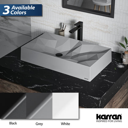 28-1/8" Vessel Quartz Composite Bathroom Sink In Grey