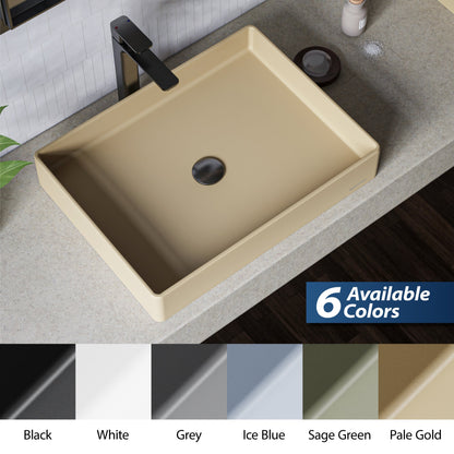 23-5/8" Vessel Quartz Composite Bathroom Sink In Pale Gold