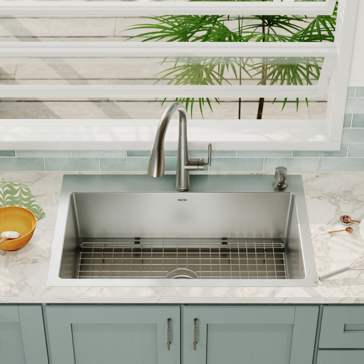33" Top Mount Large Single Bowl Stainless Steel Kitchen Sink Kit