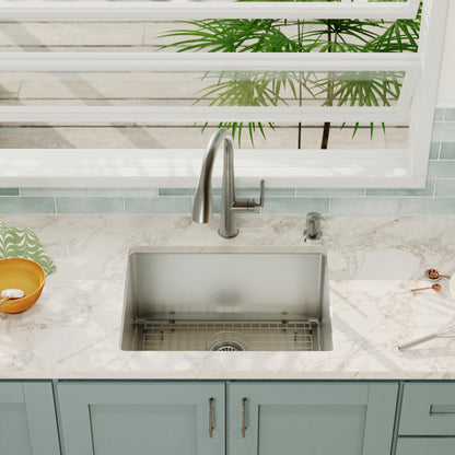 Elite 23" Undermount 16 Gauge Single Bowl Stainless Steel Kitchen Sink with Accessories