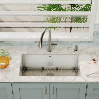 Elite 30" Undermount 16 Gauge Single Bowl Stainless Steel Kitchen Sink with Accessories