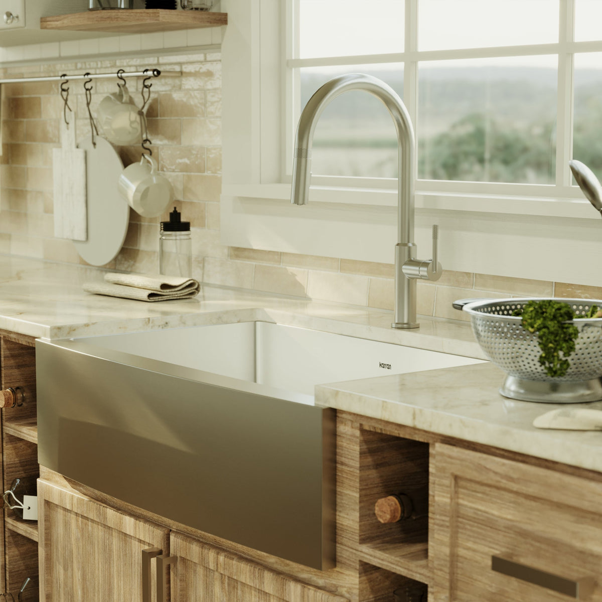 33" Farmhouse Large Single Bowl Stainless Steel Kitchen Sink Kit