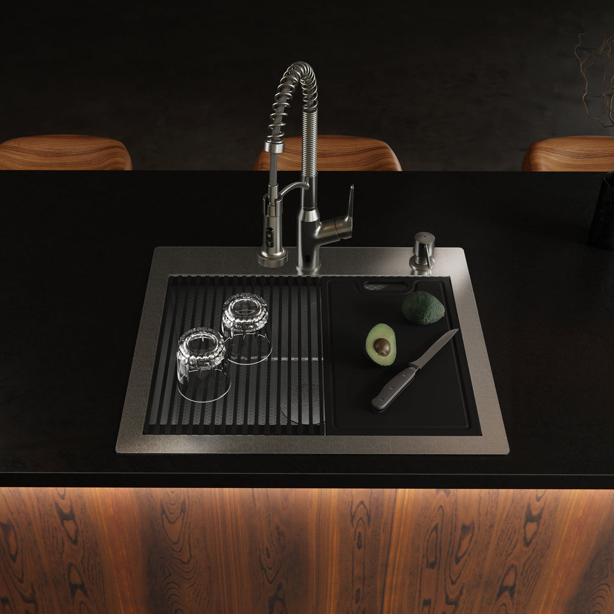 Matrix 25" Top Mount Workstation 16 Gauge Single Bowl Stainless Steel Kitchen Sink with Accessories