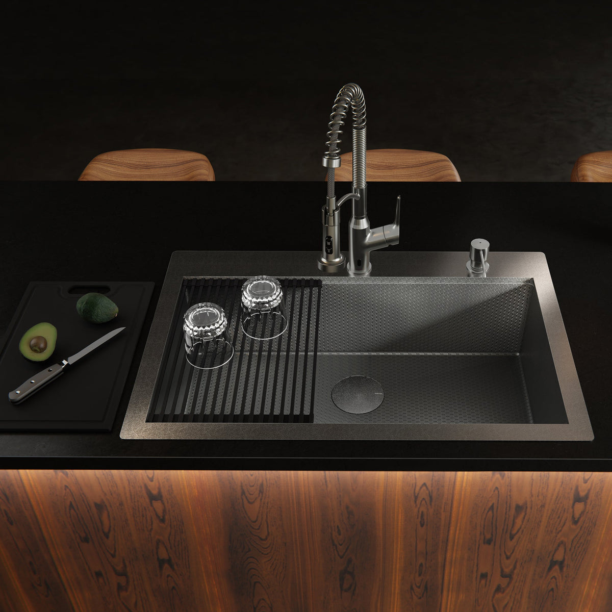 Matrix 33" Top Mount Workstation 16 Gauge Single Bowl Stainless Steel Kitchen Sink with Accessories