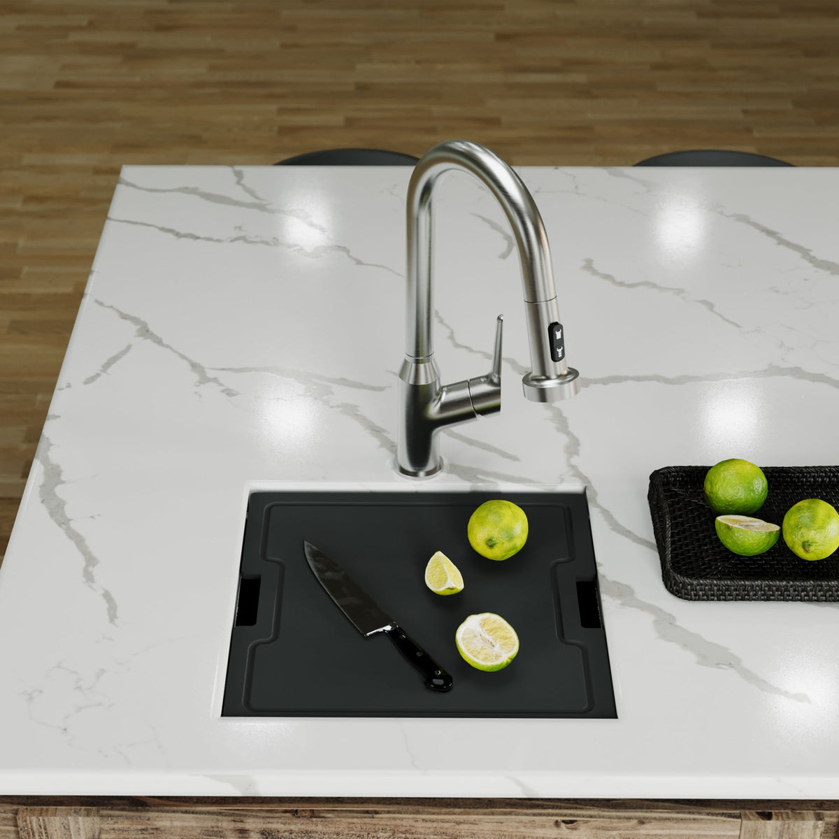 Matrix 17" Undermount Workstation 16 Gauge Single Bowl Stainless Steel Sink with Accessories