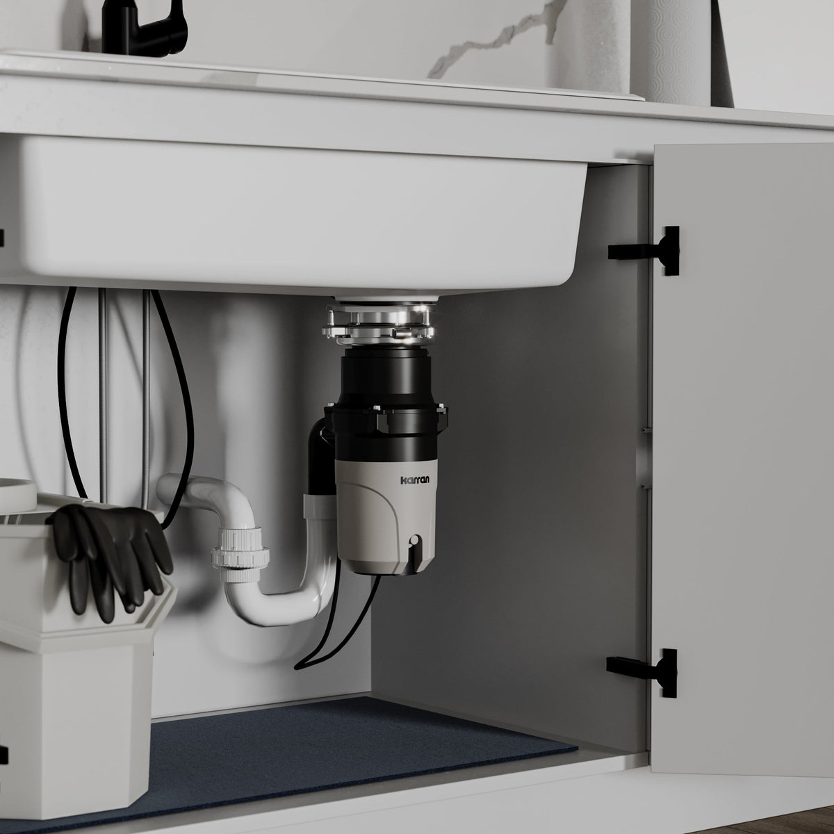 1/3 HP Continuous Feed Garbage Disposal for Kitchen Sinks with Power Cord and Accessories Included