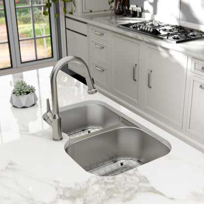 Profile 31" Undermount 18 Gauge Double Offset Bowl Stainless Steel Kitchen Sink with Accessories
