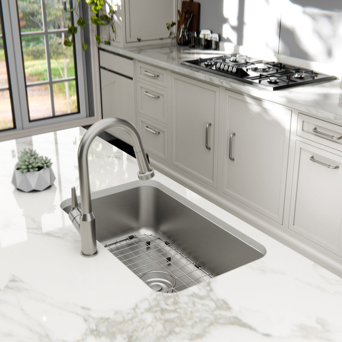 Profile 30" Undermount 18 Gauge Single Bowl Stainless Steel Kitchen Sink with Accessories