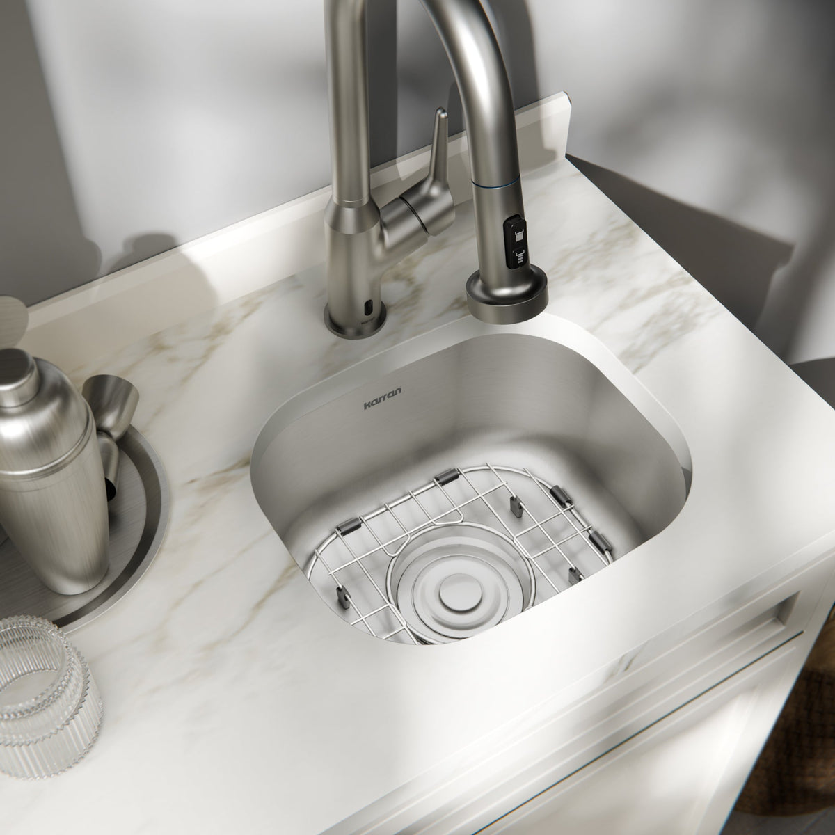Profile 15" Undermount 18 Gauge Single Bowl Stainless Steel Kitchen Sink with Accessories