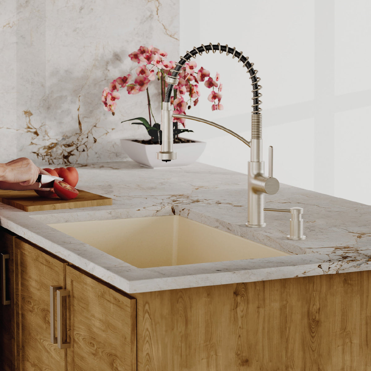 32-3/8" Undermount Double Equal Bowl Quartz Composite Kitchen Sink In Bisque