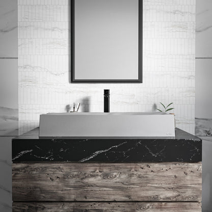 32-1/8" Vessel Quartz Composite Bathroom Sink In Grey