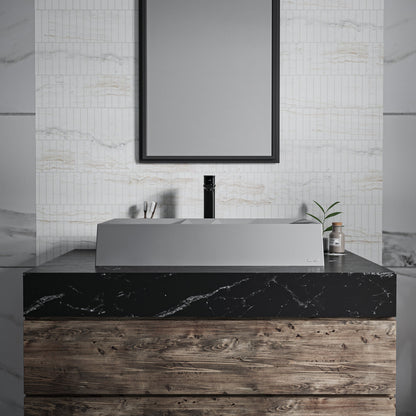 28-1/8" Vessel Quartz Composite Bathroom Sink In Grey