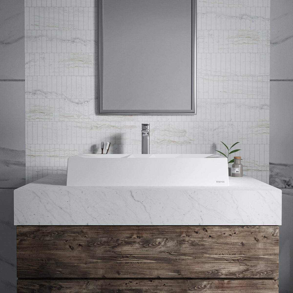28-1/8" Vessel Quartz Composite Bathroom Sink In White