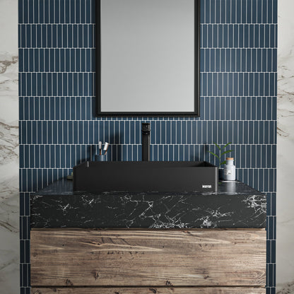 23-5/8" Vessel Quartz Composite Bathroom Sink In Black