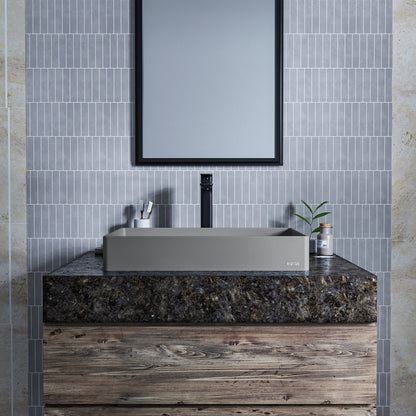 23-5/8" Vessel Quartz Composite Bathroom Sink In Grey