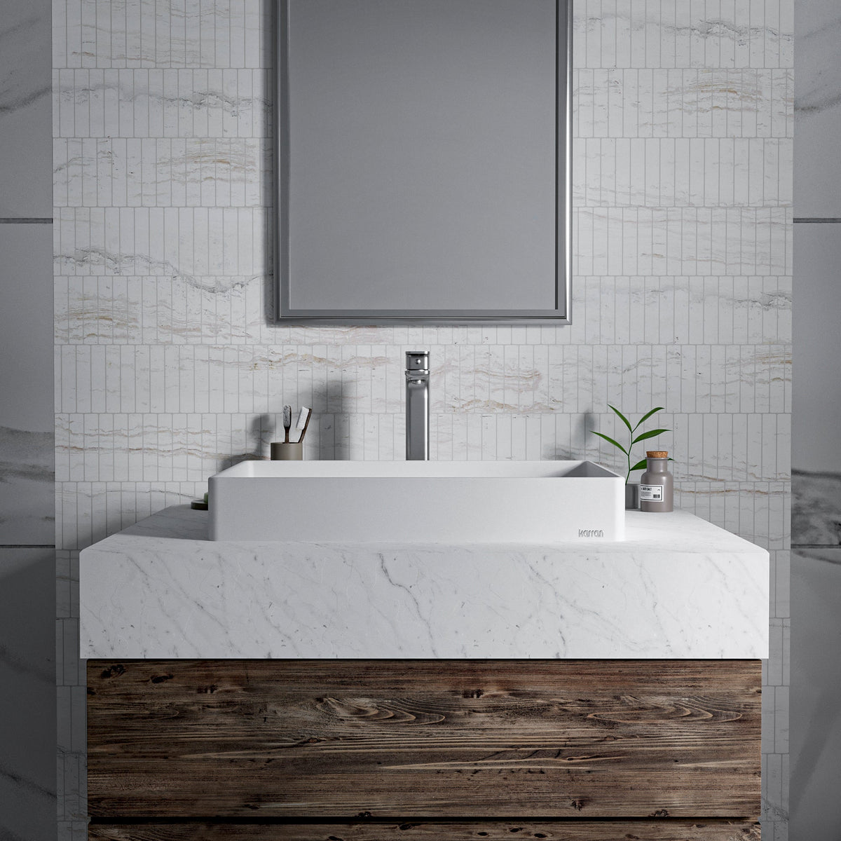 23-5/8" Vessel Quartz Composite Bathroom Sink In White