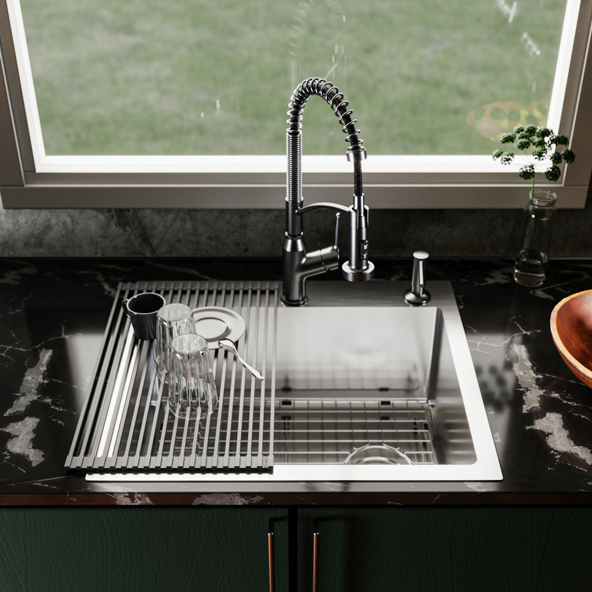 Fusion 25" Top Mount 16 Gauge Single Bowl Stainless Steel Sink with Accessories