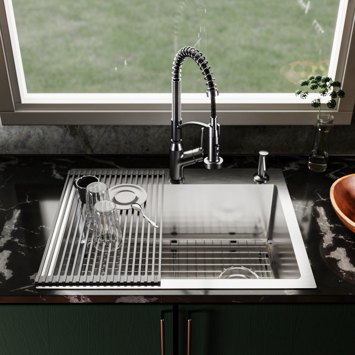 Fusion 28" Top Mount 16 Gauge Single Bowl Stainless Steel Sink with Accessories