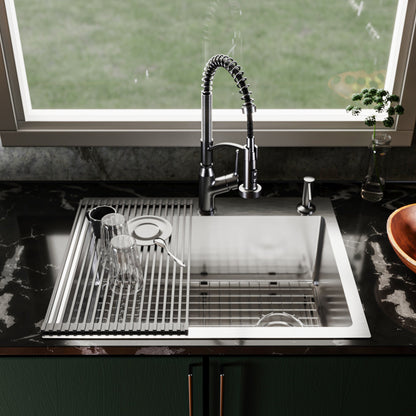 Fusion 28" Top Mount 16 Gauge Single Bowl Stainless Steel Sink with Accessories