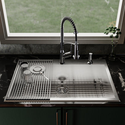 Fusion 33" Top Mount 18 Gauge Single Bowl Stainless Steel Sink with Accessories