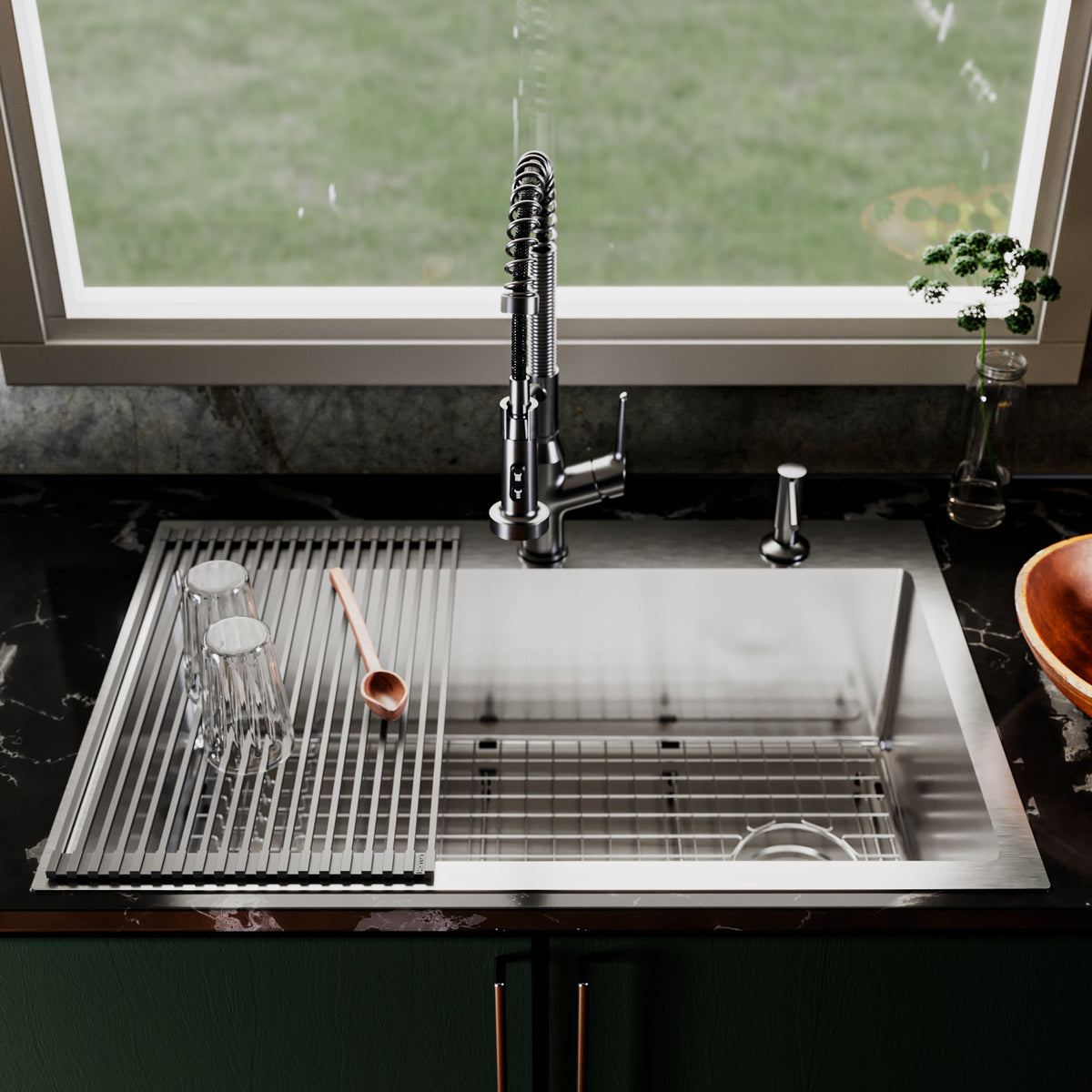 Fusion 33" Top Mount 16 Gauge Single Bowl Stainless Steel Sink with Accessories