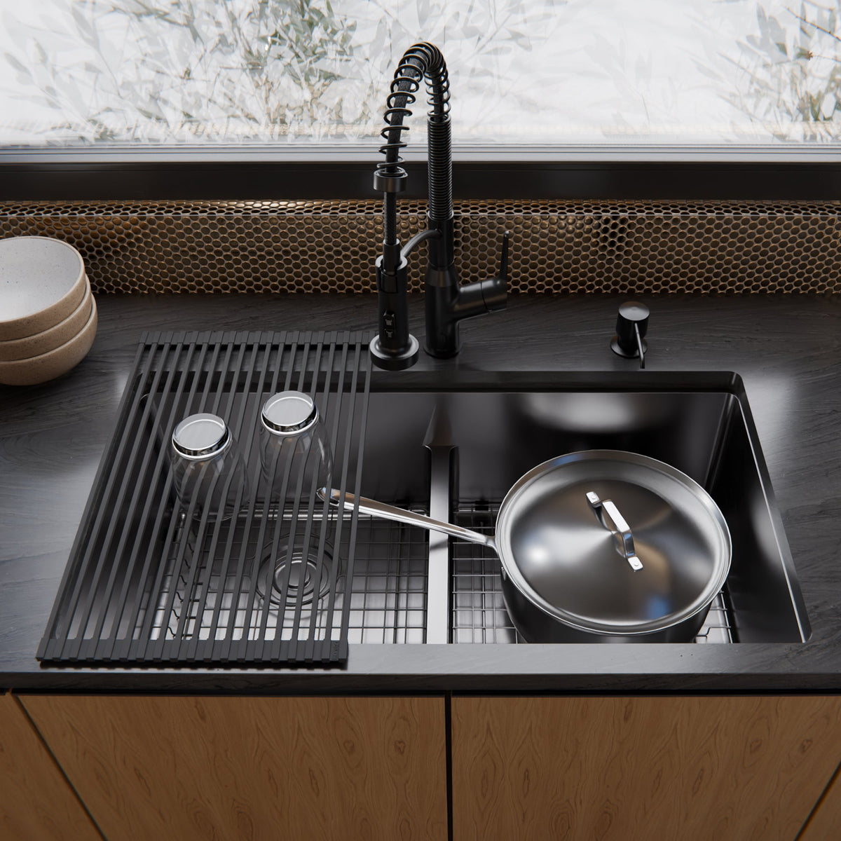 Fusion 33" Undermount 16 Gauge Double Bowl Stainless Steel Sink with Accessories