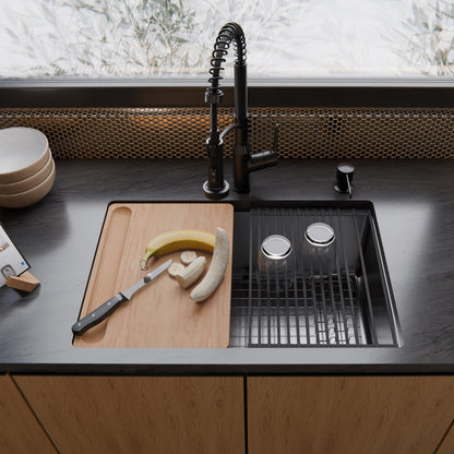 Fusion 27" Undermount Workstation 16 Gauge Single Bowl Stainless Steel Sink with Accessories