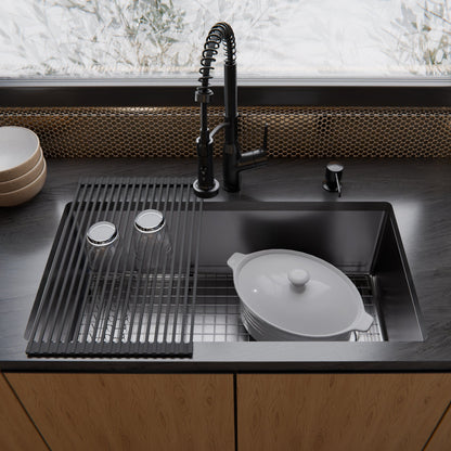 Fusion 33" Undermount 16 Gauge Single Bowl Stainless Steel Sink with Accessories