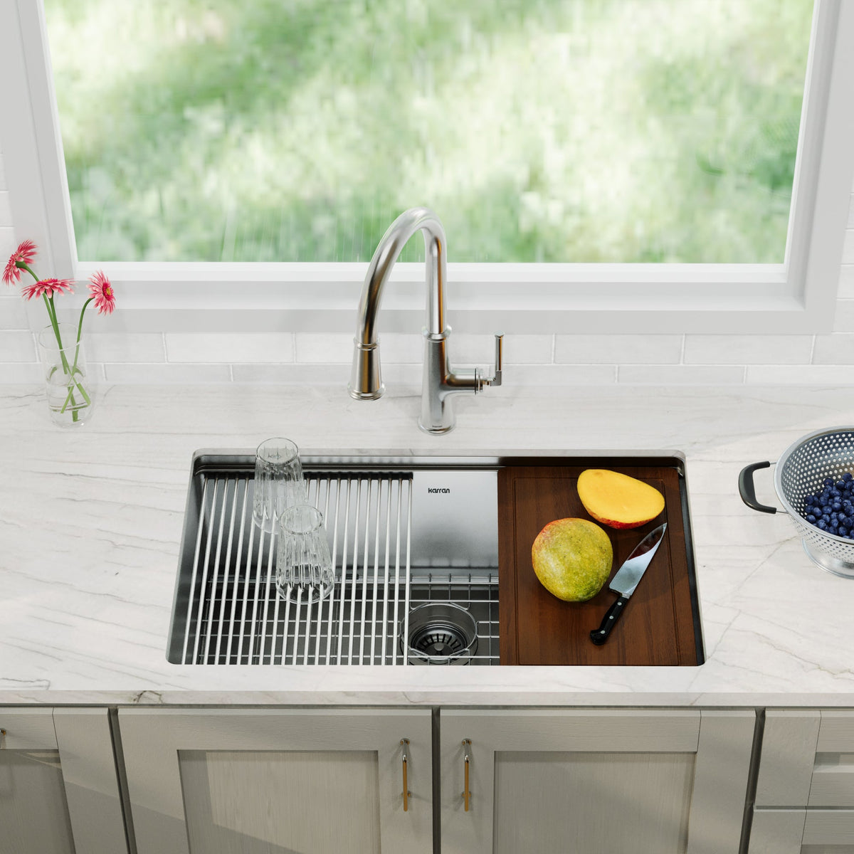 30" Undermount Large Single Bowl Stainless Steel Workstation Kitchen Sink