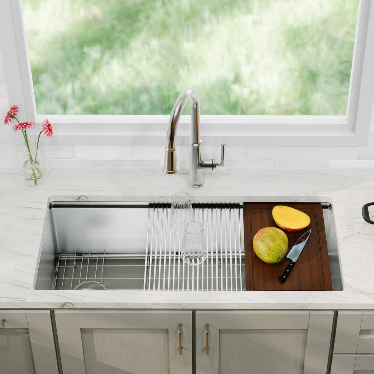 39" Undermount Extra Large Single Bowl Stainless Steel Workstation Kitchen Sink