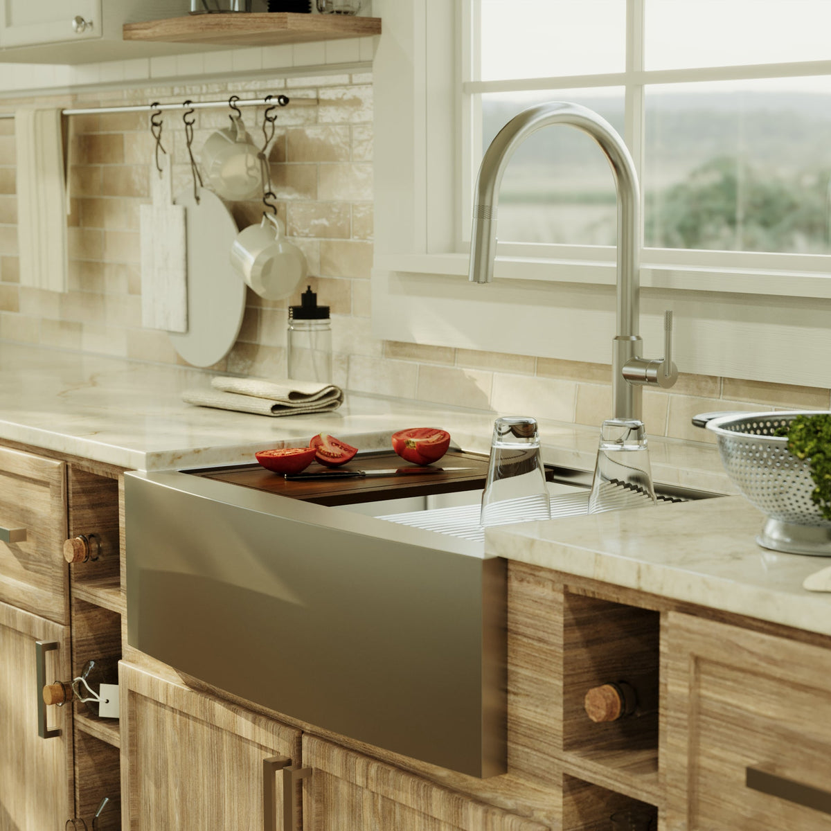 30" Farmhouse Large Single Bowl Stainless Steel Workstation Kitchen Sink