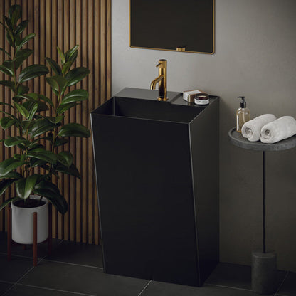 19-3/4" Pedestal Stainless Steel Bathroom Sink In Gunmetal Grey
