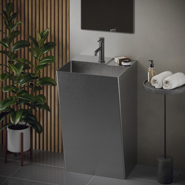 19-3/4" Pedestal Stainless Steel Bathroom Sink In Stainless Steel