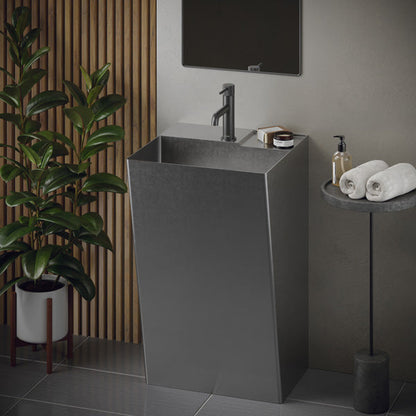 19-3/4" Pedestal Stainless Steel Bathroom Sink In Stainless Steel