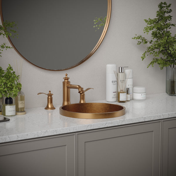 15" Top Mount Stainless Steel Bathroom Sink In Brushed Copper