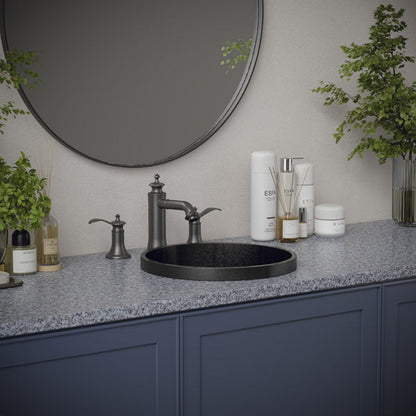 15" Top Mount Stainless Steel Bathroom Sink In Gunmetal Grey