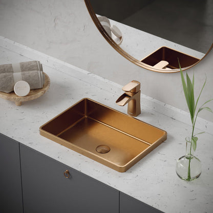 20" Top Mount Stainless Steel Bathroom Sink In Brushed Copper