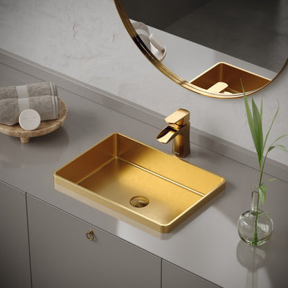 20" Top Mount Stainless Steel Bathroom Sink In Gold